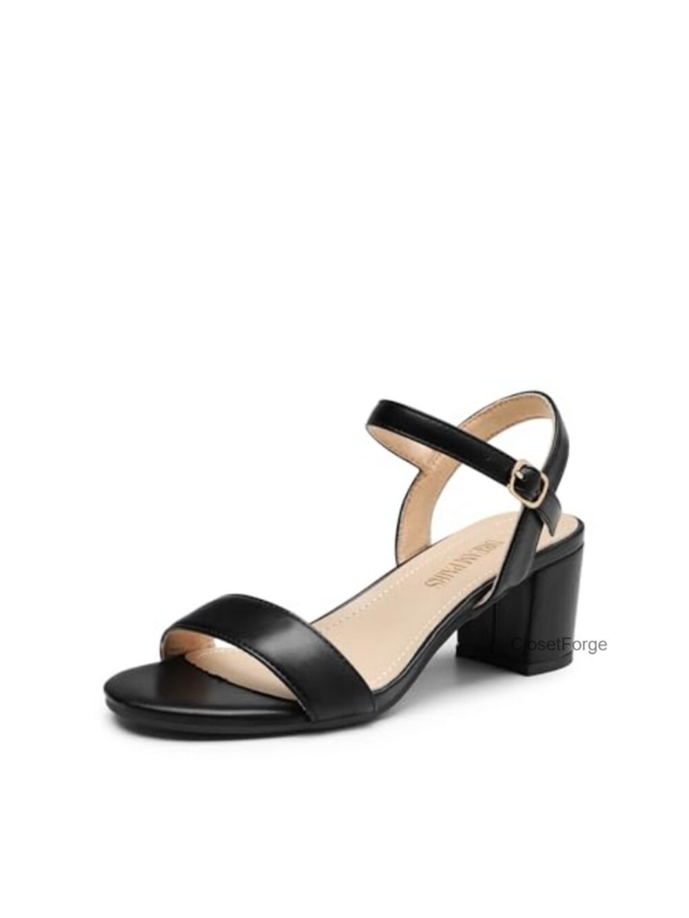 Women's Chunky Low Heeled Sandals Faux Leather Ankle Strap Block Heel